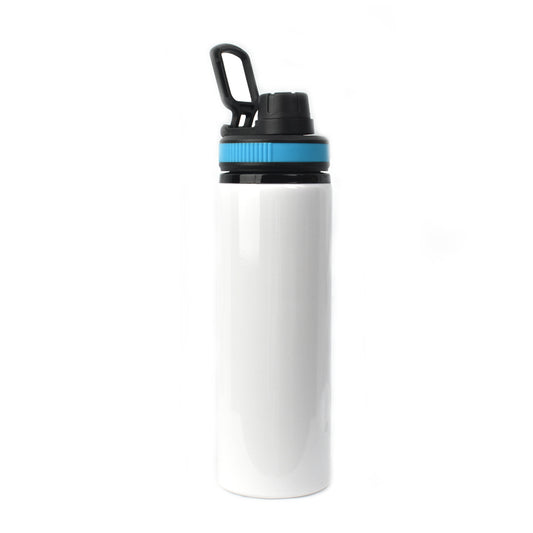 850ml Alu Water Bottle with Blue Cap (White)