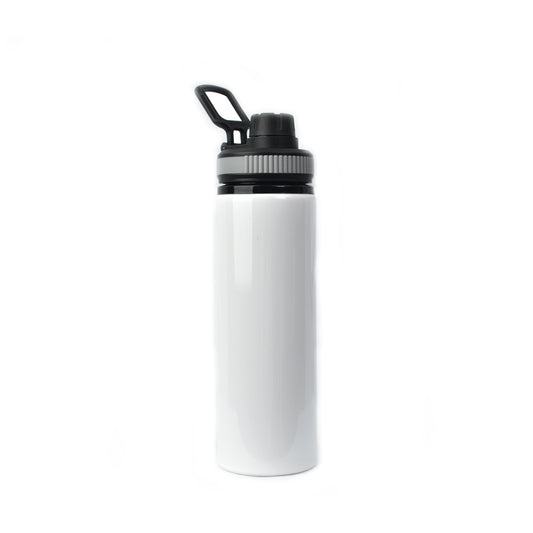 850ml Alu Water Bottle with Gray Cap (White)