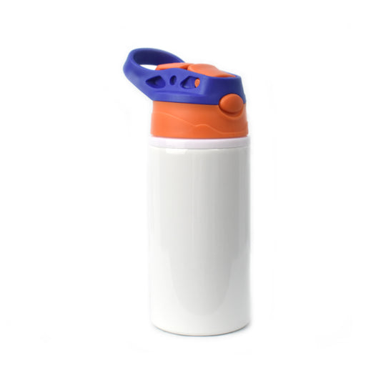 500ml White Alu Water Bottle with Orange/Black Lid