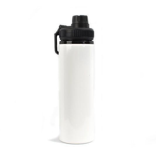 850ml Alu Water Bottle with Black Cap (White)