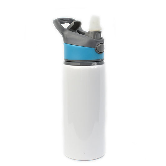 650ml Alu Water Bottle With Blue Cap (White)