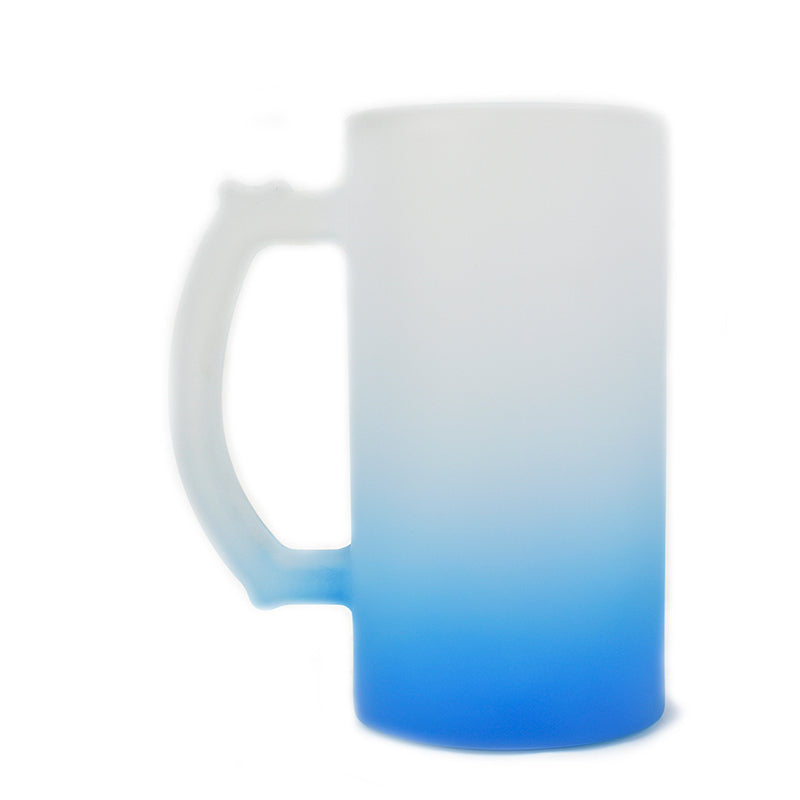 16oz. Blue Frosted Glass Beer Mug