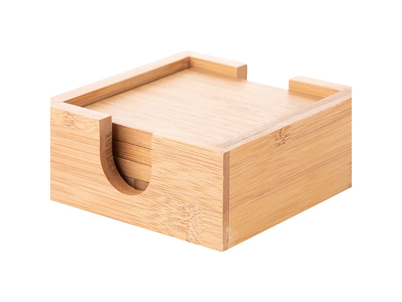 4 pcs Square Bamboo Coaster Set (9.7cm)