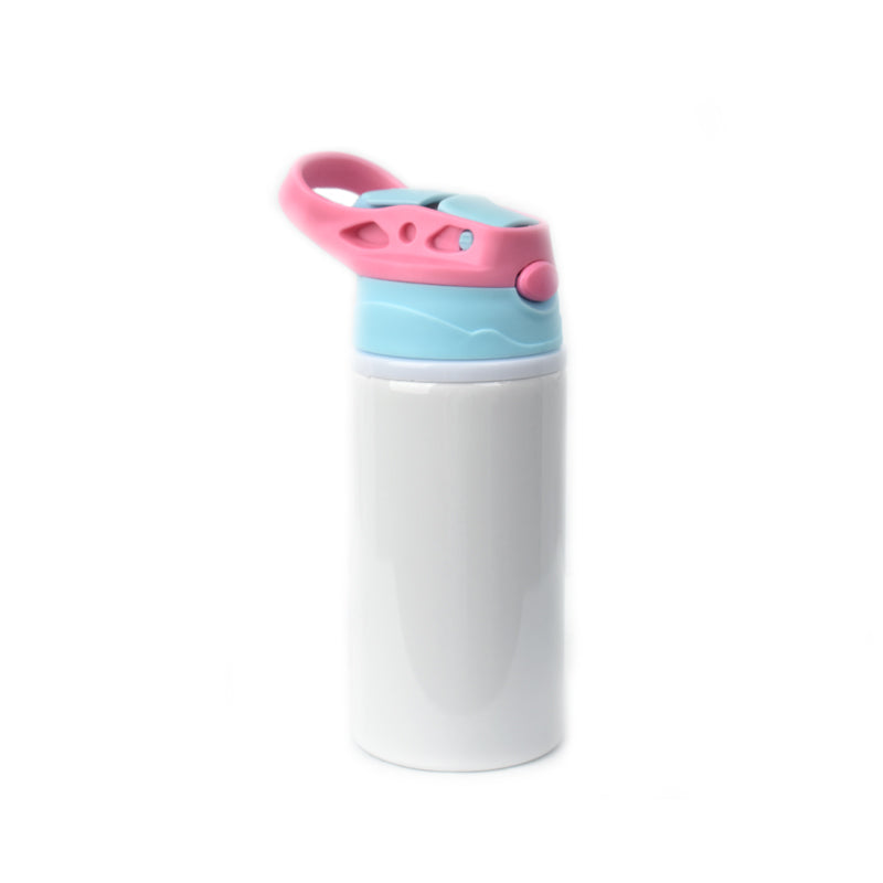 500ml White Alu Bottle with Light Blue/Pink Lid