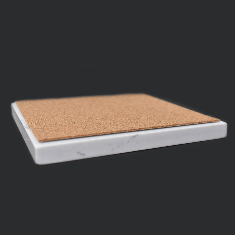 Square Marble Texture Coaster with Cork
