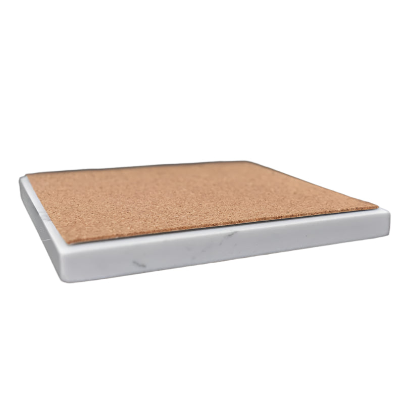 Square Marble Texture Coaster with Cork