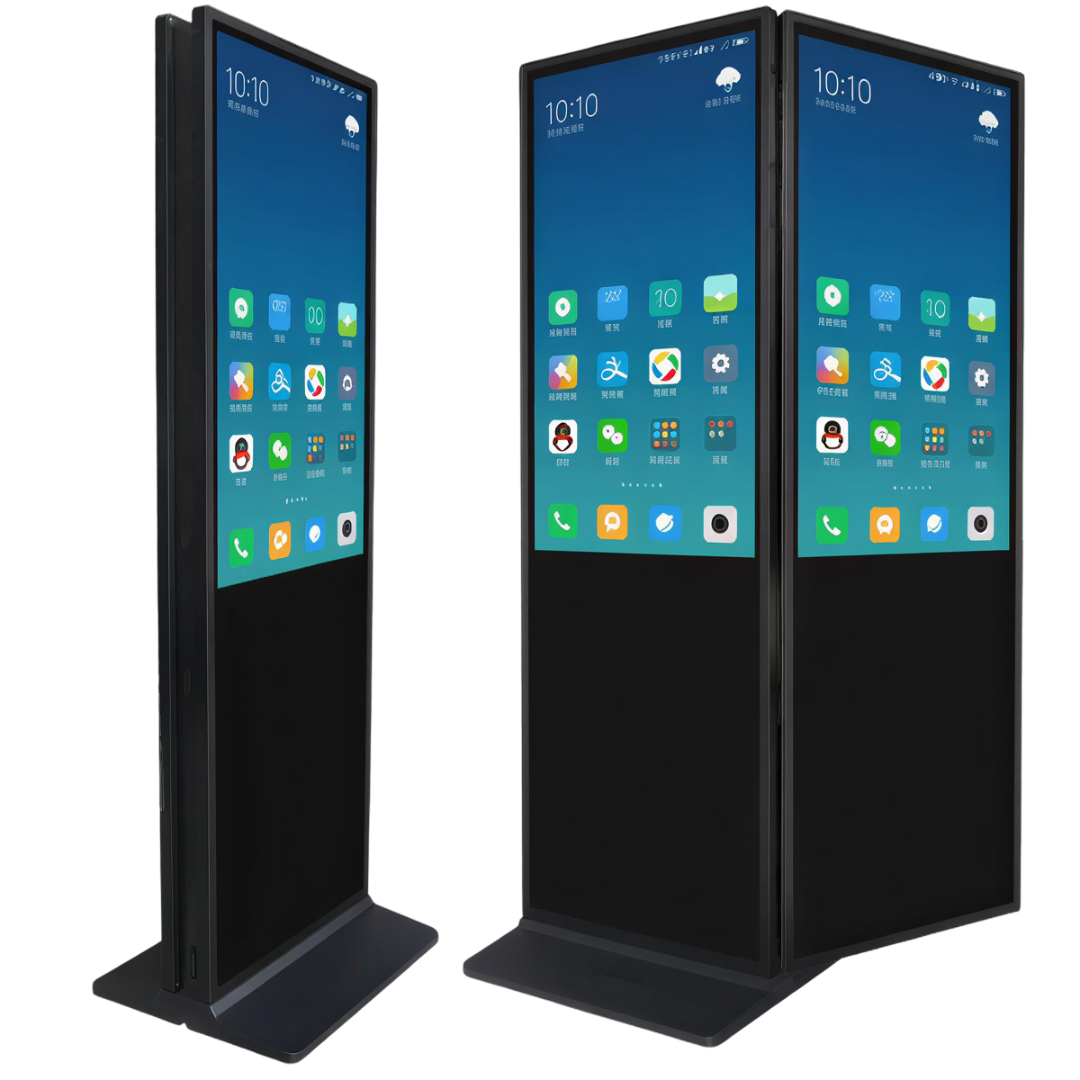 65inch Indoor double sizes floor standing LCD kiosk 802.52 * 1427.48 mm