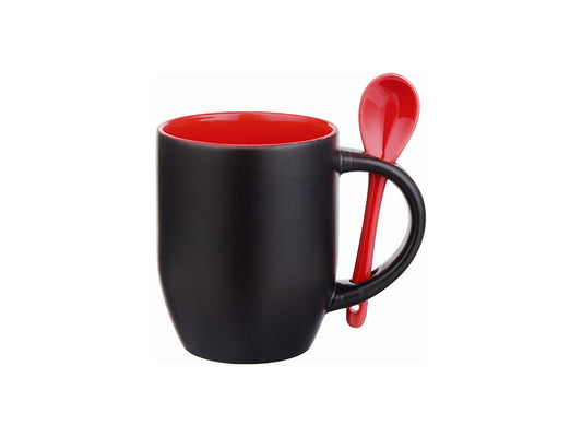 11oz Matt Changing Color Mug with Spoon - Red