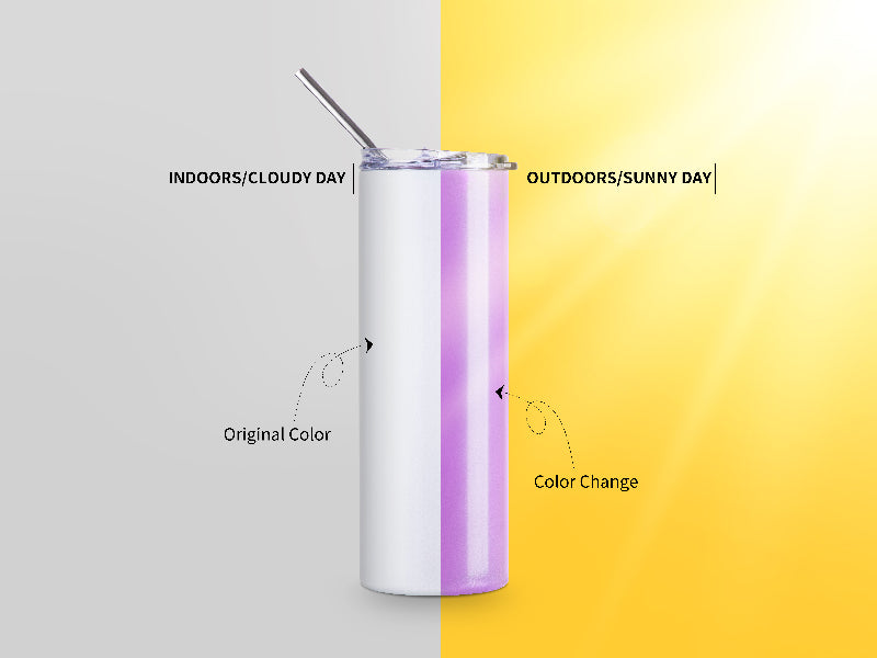 600ml UV Color Changing Tumbler (White-Violet)