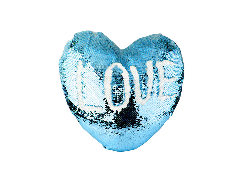 Heart Shaped Sequin Cover (L-Blue/White, 39*44cm)