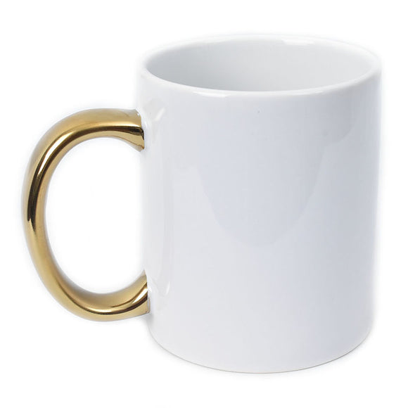 White Mug with Gold Plated Handle