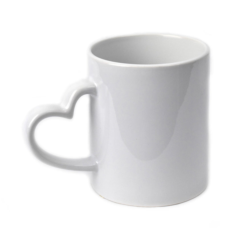 Inner Rim Colour Mug Heart Handle - White