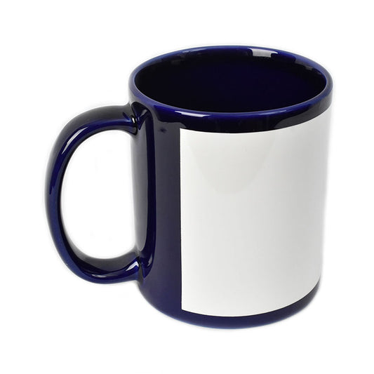 11Oz Blue Mug with White Patch