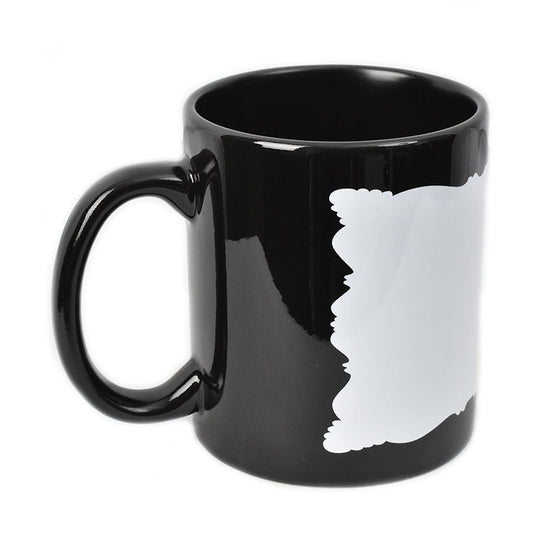 11Oz Black Mug with Butterfly Shaped White Patch