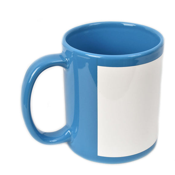 11Oz Light Blue Mug with White Patch