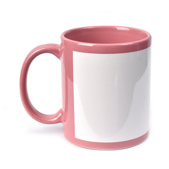 11Oz Pink Mug with White Patch