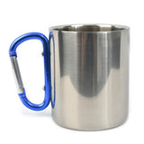 300ml S/S Carabiner Mug With Blue Handle (Silver)