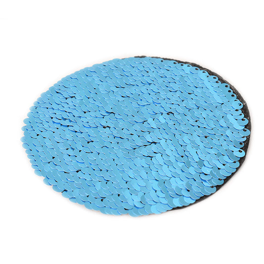 Flip Sequins Adhesive Rount Lt. Blue/Wht 10cm