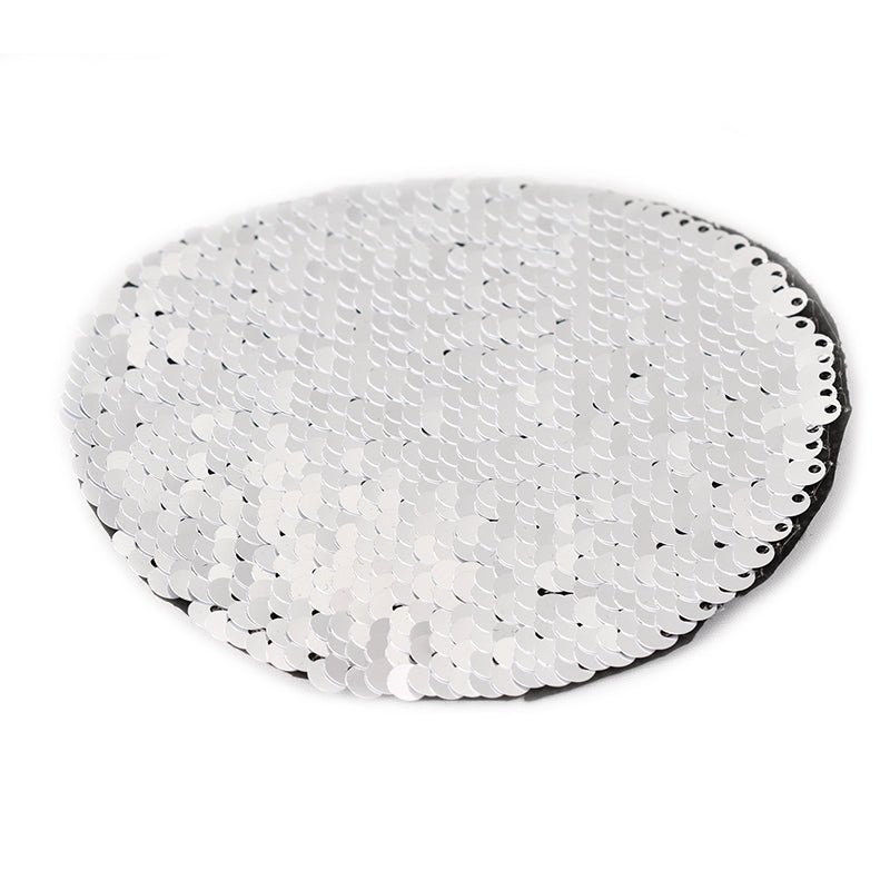 Flip Sequins Ahdesive Round Silver/Wht 10cm