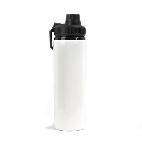 850ml Alu Water Bottle with black cap (White)