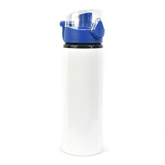 750ml Alu Water Bottle With Blue Cap (White)