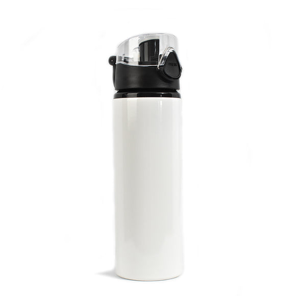 750ml Alu Water Bottle With Black Cap (White)