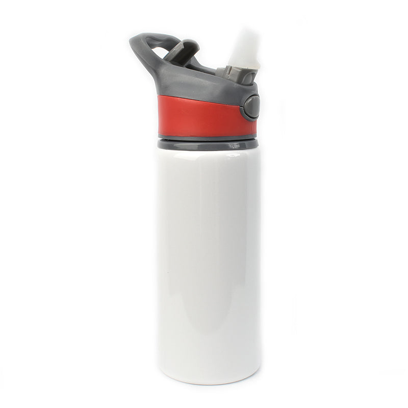 650ml Alu Water Bottle With Red Cap (White)