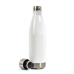 500ml S/Steel Cola Bottle White/Silver Base