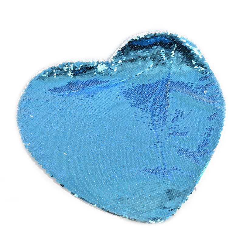 Heart Shaped Sequin Cover (L-Blue/White, 39*44cm)