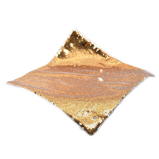 Flip Sequin Pillow Cover (Gold w/White)