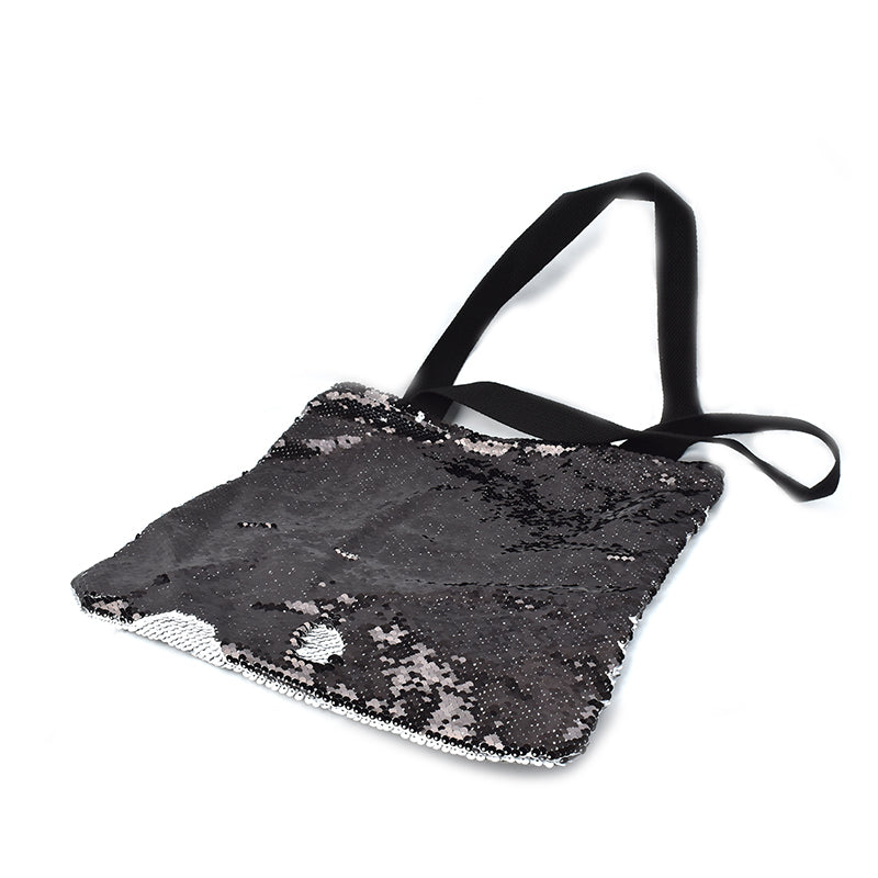 Sequin Double Layer Tote Bag (Black/White)