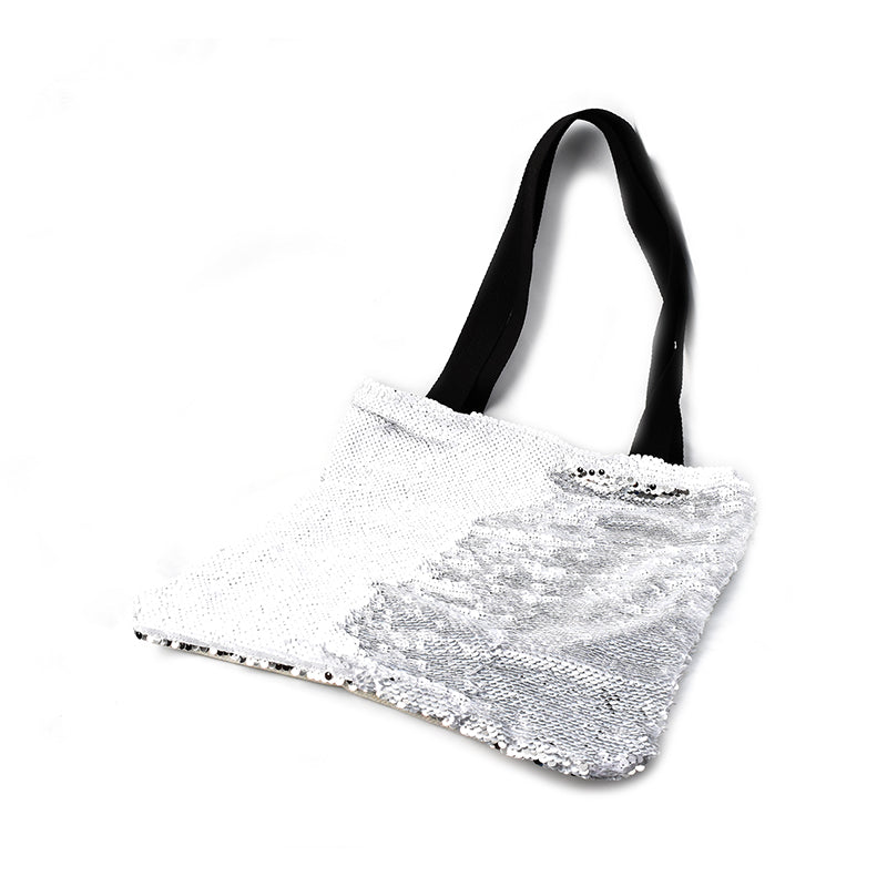 Sequin Double Layer Tote Bag (White/Silver)