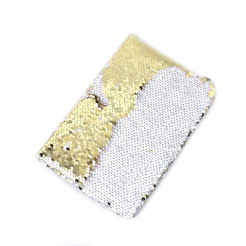 A5 Sequin Notebook (Gold w/White)